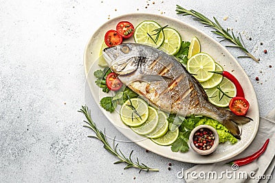 Grilled Dorado with Lime, Chili, and Fresh Herbs â€' Keto Comfort Food Stock Photo